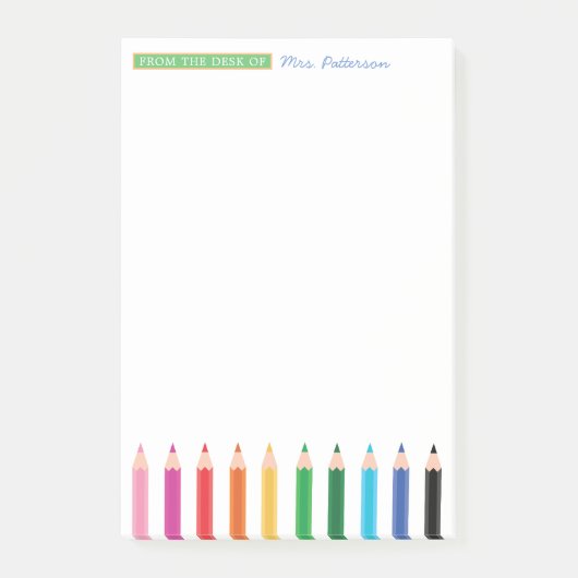 Personalisierter Farbstift für Lehrer Nachhinweise Post-it Klebezettel (Vorderseite)