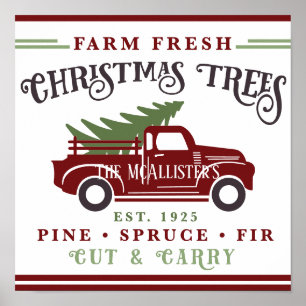 Personalisierter Farm-Frisch-Weihnachts-Familienna Poster