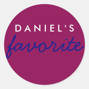 Personalisierter Favorit Maroon Magenta Navy Blau Runder Aufkleber