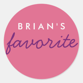 Personalisierter Favorit Rosa und Lila Runder Aufkleber