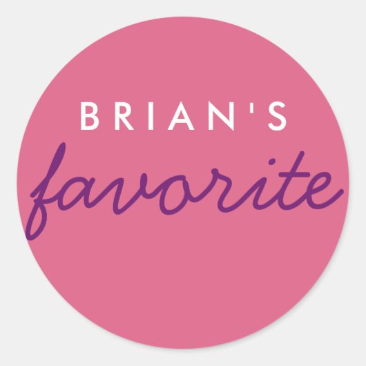 Personalisierter Favorit Rosa und Lila Runder Aufkleber (Vorderseite)