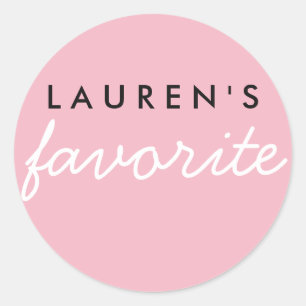 Personalisierter Favorit Rosa und Weiß Runder Aufkleber