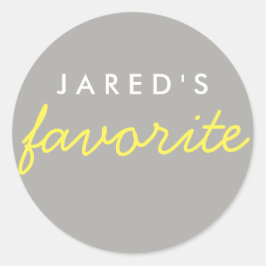 Personalisierter Favoritengelb, Lila grau Runder Aufkleber