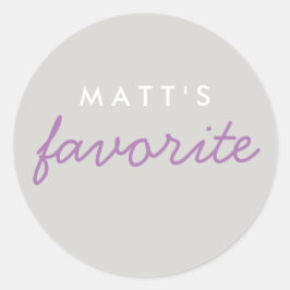 Personalisierter Favoritenlevender Lila Grau Runder Aufkleber