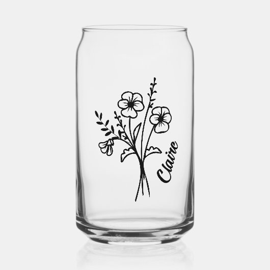 Personalisierter Februar Geburtsmonat Blume Violet Dosenglas (Vorderseite)