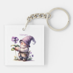 Personalisierter Februar Geburtstag Month Garden G Schlüsselanhänger