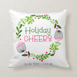 Personalisierter Feiertagsjubiläum Wreath Pink & G Kissen