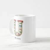 Personalisierter festlicher Weihnachtsmonogramm An Kaffeetasse (Vorderseite Links)