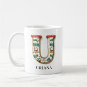 Personalisierter festlicher Weihnachtsmonogramm An Kaffeetasse (Links)