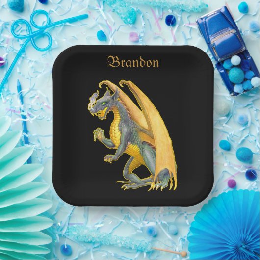 Personalisierter Feueratmungsdrache Pappteller (Party)