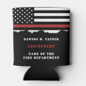 Personalisierter Feuerwehrhelfer mit dünner roter Dosenkühler (Rückseite)