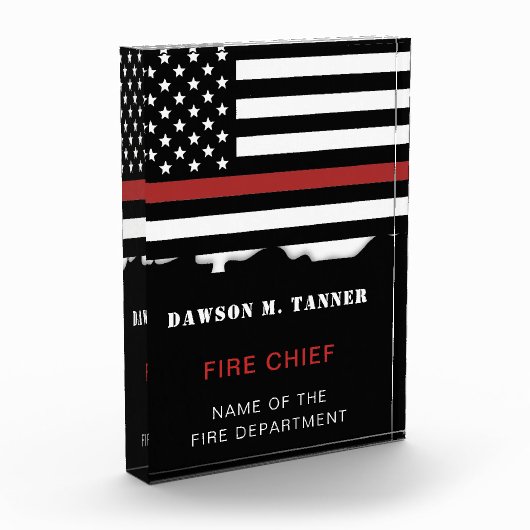 Personalisierter Feuerwehrhelfer mit dünner roter Fotoblock (Links)