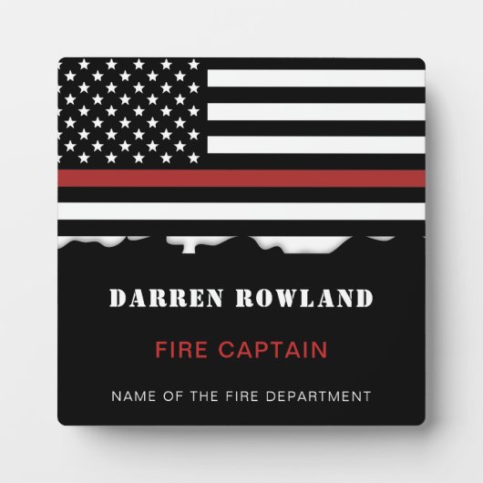 Personalisierter Feuerwehrhelfer mit dünner roter  Fotoplatte (Vorderseite)