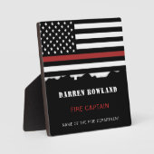 Personalisierter Feuerwehrhelfer mit dünner roter  Fotoplatte (Vorderseite)