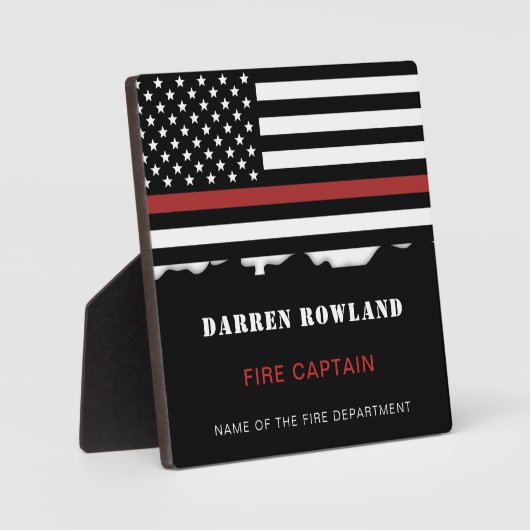 Personalisierter Feuerwehrhelfer mit dünner roter  Fotoplatte (Vorderseite)