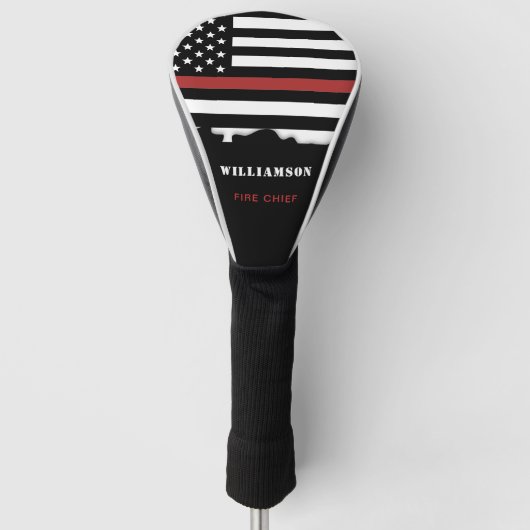 Personalisierter Feuerwehrhelfer mit dünner roter  Golf Headcover (Vorderseite)