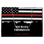 Personalisierter Feuerwehrhelfer mit dünner roter Große Geschenktüte (Rückseite)