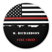 Personalisierter Feuerwehrhelfer mit dünner roter Keramikknauf (Vorderseite)