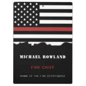 Personalisierter Feuerwehrhelfer mit dünner roter Klemmbrett (Rückseite)