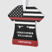 Personalisierter Feuerwehrhelfer mit dünner roter Ornament (Vorderseite)