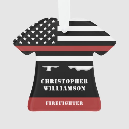 Personalisierter Feuerwehrhelfer mit dünner roter Ornament (Rückseite)