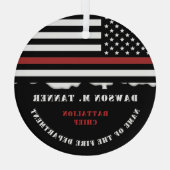 Personalisierter Feuerwehrhelfer mit dünner roter Ornament Aus Glas (Rückseite)