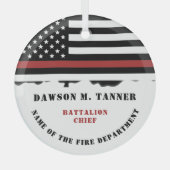 Personalisierter Feuerwehrhelfer mit dünner roter Ornament Aus Glas (Vorderseite)