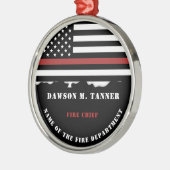 Personalisierter Feuerwehrhelfer mit dünner roter  Ornament Aus Metall (Links)