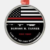 Personalisierter Feuerwehrhelfer mit dünner roter  Ornament Aus Metall (Vorne)