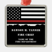 Personalisierter Feuerwehrhelfer mit dünner roter Ornament Aus Metall (Vorne)