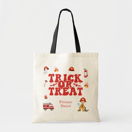 Personalisierter Feuerwehrkids-Trick oder -Behandl Tragetasche (Vorne)