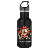 Personalisierter Feuerwehrmann Edelstahlflasche (Vorderseite)