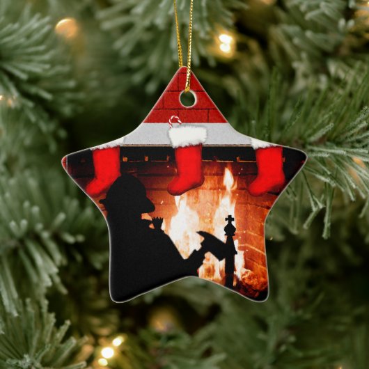 Personalisierter Feuerwehrmann Keramik Ornament (Baum)