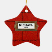 Personalisierter Feuerwehrmann Keramik Ornament (Hinten)