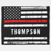 Personalisierter Feuerwehrmann mit dünner roter Li Fleecedecke (Vorderseite (Horizontal))