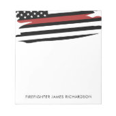 Personalisierter Feuerwehrmann mit dünner roter Li Notizblock (Vorderseite)