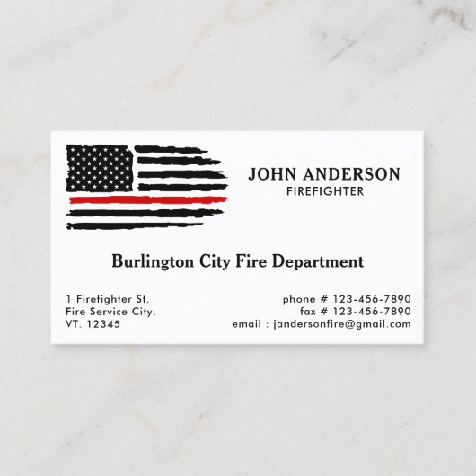 Personalisierter Feuerwehrmann mit dünner roter Li Visitenkarte (Vorderseite)