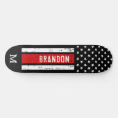 Personalisierter Feuerwehrmann Patriotic Thin Red  Skateboard (Horizontal)