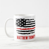 Personalisierter Feuerwehrmann, rote Linie Kaffeetasse (Links)