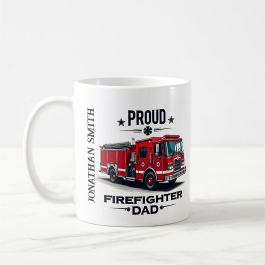 Personalisierter Feuerwehrmann-Vater-Name mit Feue Kaffeetasse (Links)