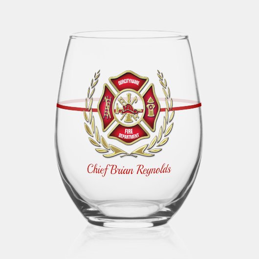 Personalisierter Feuerwehrmann Weinglas Ohne Stiel (Vorderseite)
