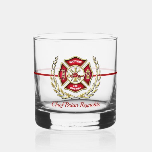 Personalisierter Feuerwehrmann Whiskyglas (Vorderseite)