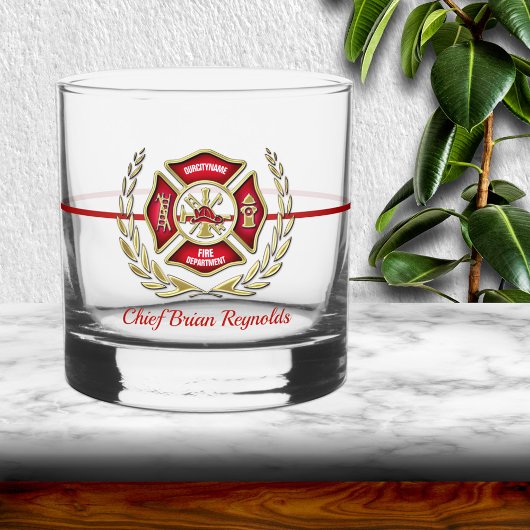 Personalisierter Feuerwehrmann Whiskyglas