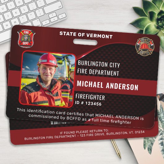 Personalisierter Firefighter Custom Employee Foto Ausweis