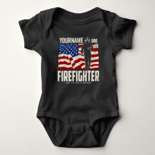 Personalisierter Firefighter Rescue USA Flag Patri Baby Strampler