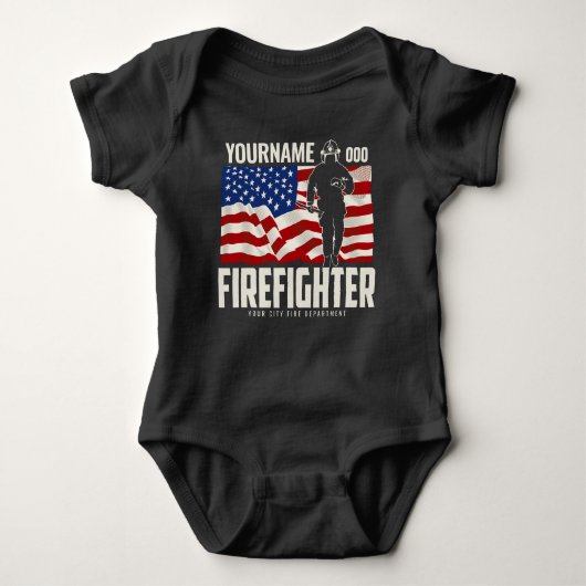Personalisierter Firefighter Rescue USA Flag Patri Baby Strampler (Vorderseite)
