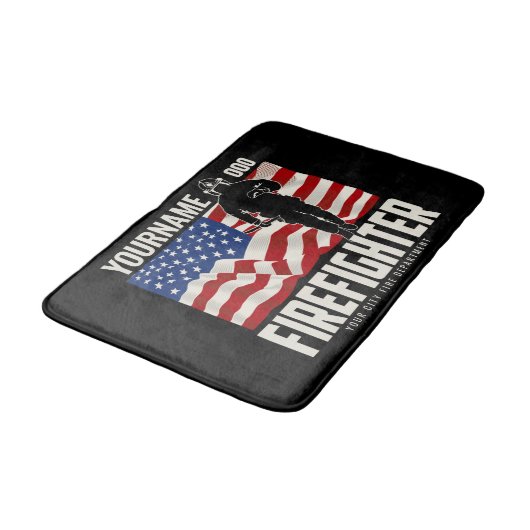 Personalisierter Firefighter Rescue USA Flag Patri Badematte (Schrägansicht)