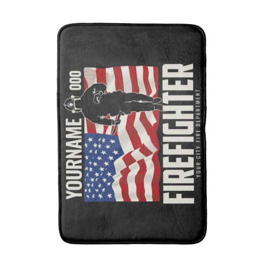 Personalisierter Firefighter Rescue USA Flag Patri Badematte (Vorderseite Vertikal)