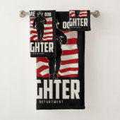 Personalisierter Firefighter Rescue USA Flag Patri Badhandtuch Set (Insitu)