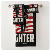 Personalisierter Firefighter Rescue USA Flag Patri Badhandtuch Set